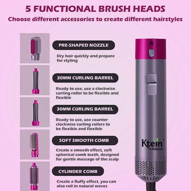 5 in 1 Hot Air Styler Hair Dryer Comb Styling